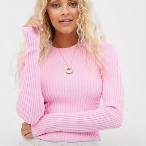 New Asos Weekday round neck ribbed sweater in pink!💕